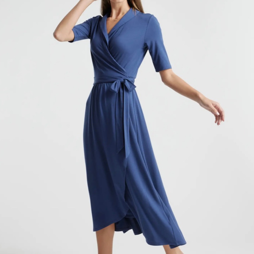 Quince Jersey Wrap Midi Dress